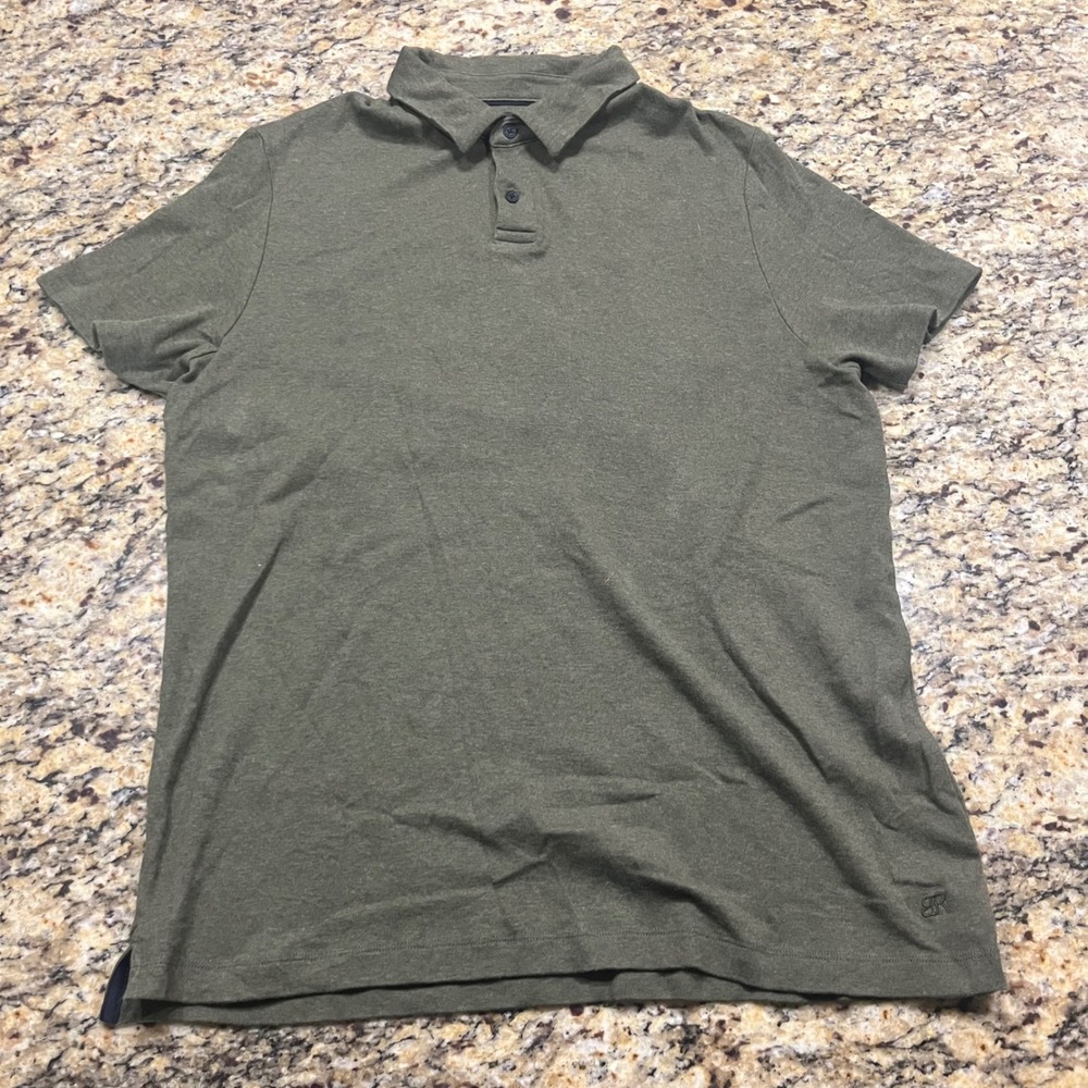 Banana Republic Mens‎ XL Olive Green Heather Short Sleeve Polo Shirt BR Logo